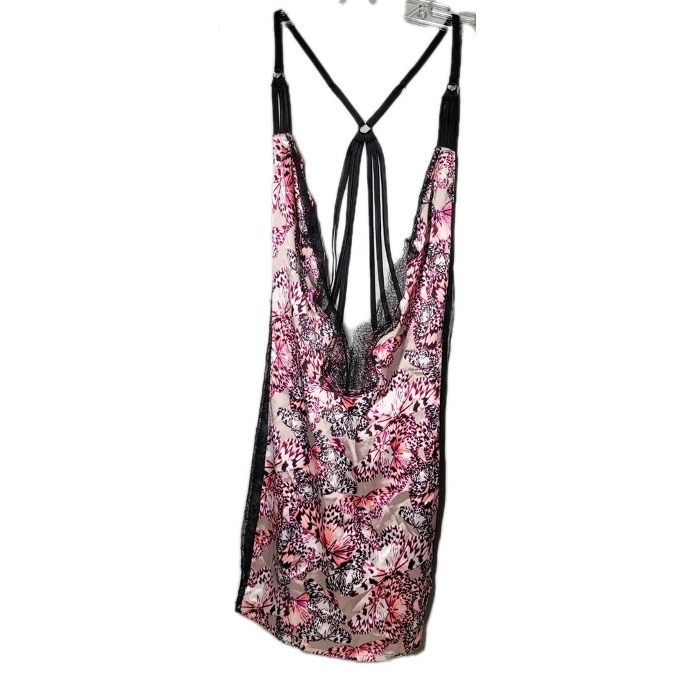 NWT Victorias Secret Chemise Sm. Satin Slip Dress Nightie Pink Black Lace Sexy
